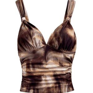 MakeMeChic Women's Boho Tank Top Wide Strap Ruched  Cami Y2K Top